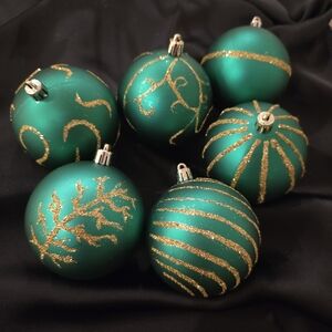 Emerald Green and Gold Holiday Ornaments